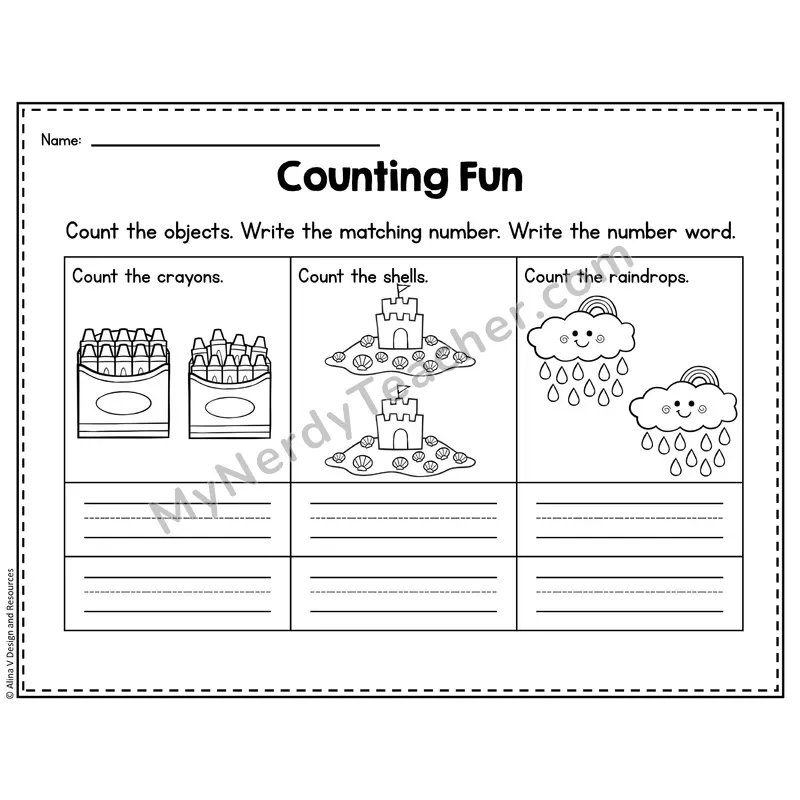 Number 19 Worksheet — Counting Objects