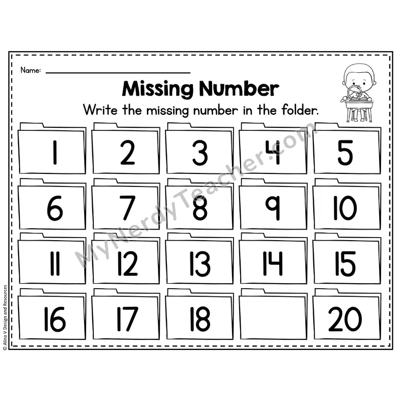 Number 19 Worksheet — Missing Numbers to 20