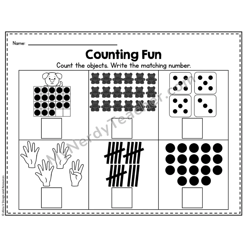 Number 18 Worksheet — Counting Objects