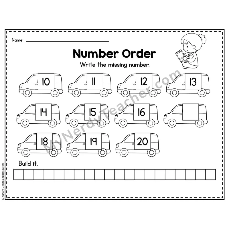 Number 17 Worksheet — Number Order and Missing Numbers