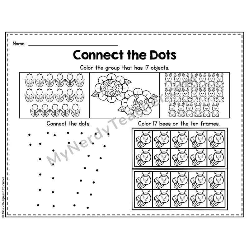 Number 17 Worksheet — Connect the Dots Counting