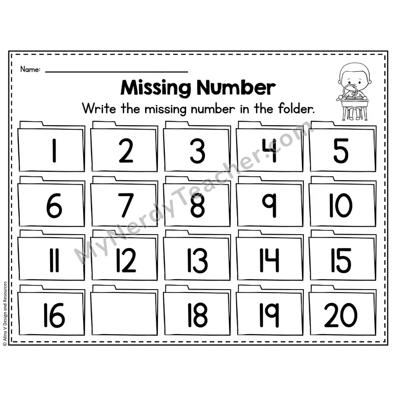 Number 17 Worksheet — Missing Numbers to 20