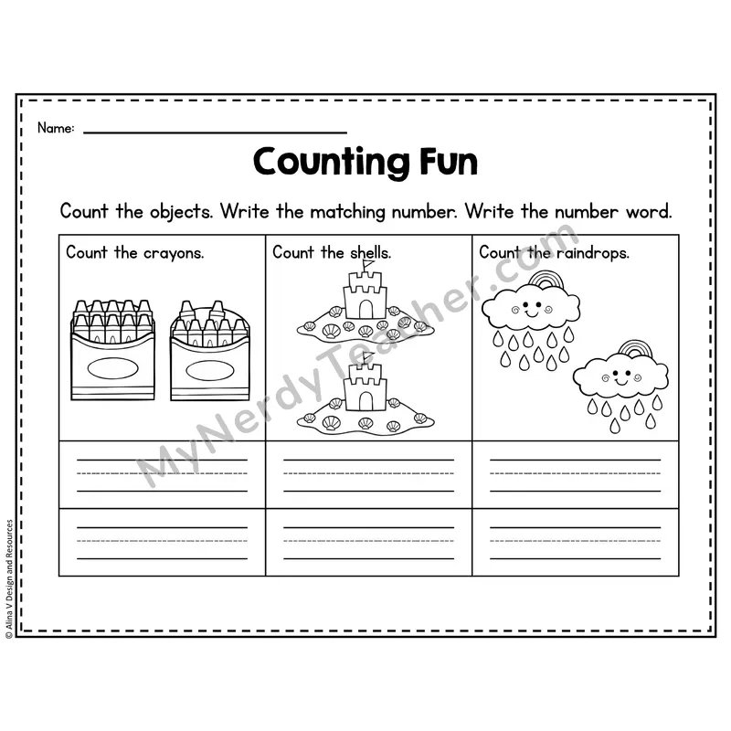 Number 17 Worksheet — Counting Objects