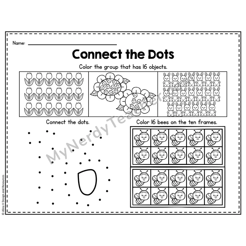 Number 16 Worksheet — Connect the Dots Counting