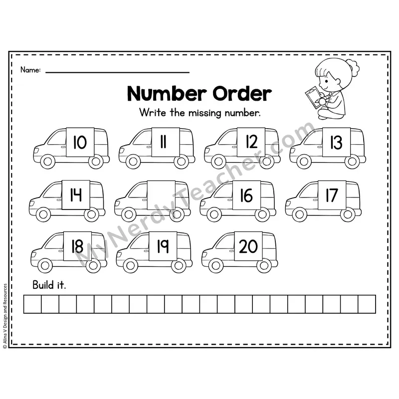 Number 15 Worksheet — Number Order and Missing Numbers