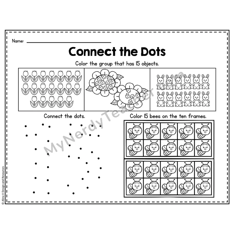 Number 15 Worksheet — Connect the Dots Counting