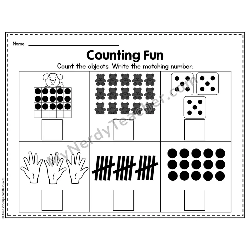 Number 15 Worksheet — Counting Objects