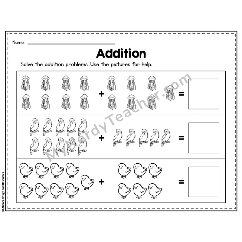 Number 15 Worksheet — Addition Within 20