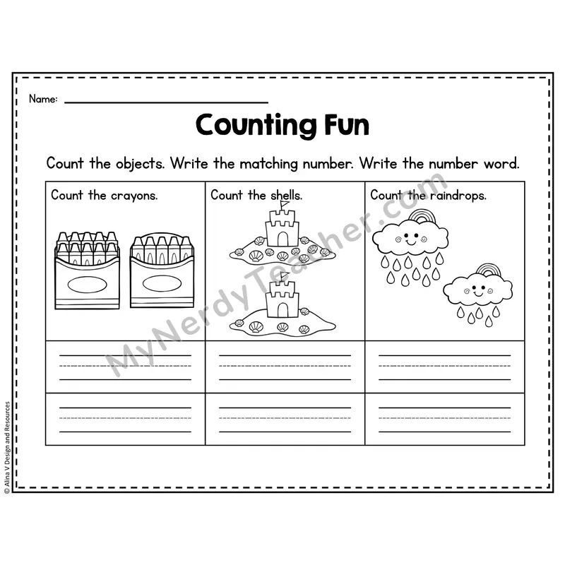Number 15 Worksheet — Counting Objects