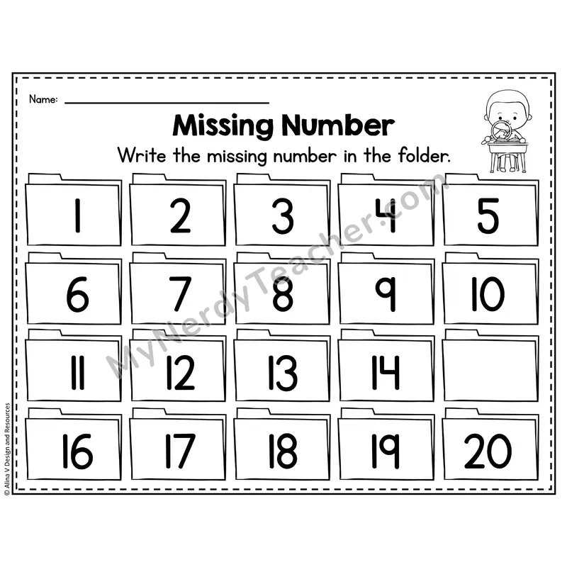 Number 15 Worksheet — Missing Numbers to 20
