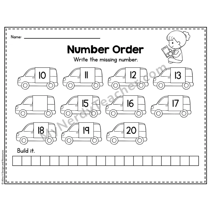 Number 14 Worksheet — Number Order and Missing Numbers