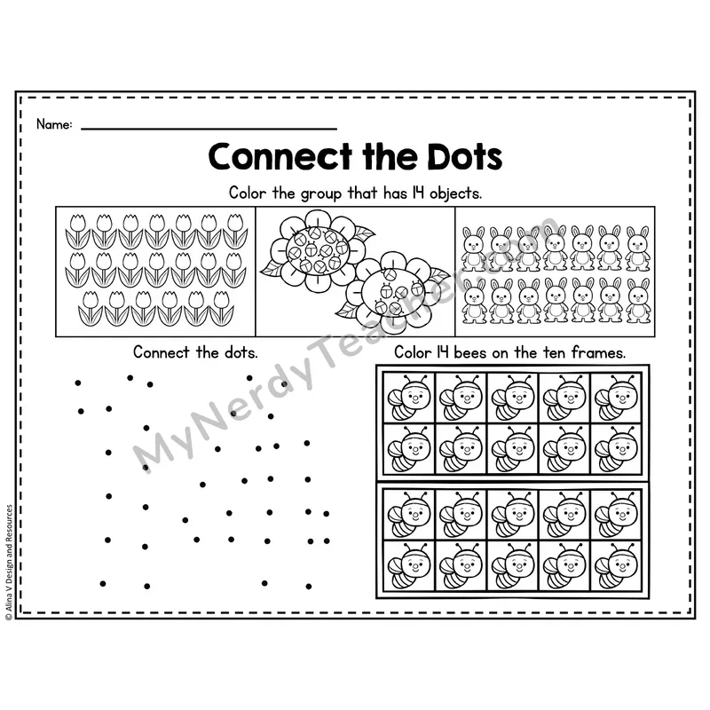 Number 14 Worksheet — Connect the Dots Counting