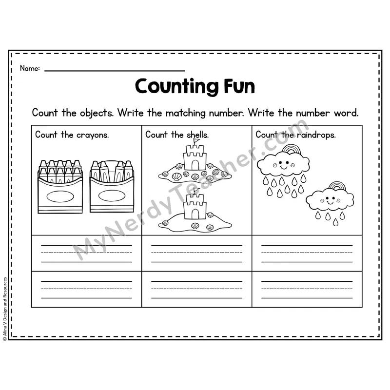 Number 14 Worksheet — Counting Objects