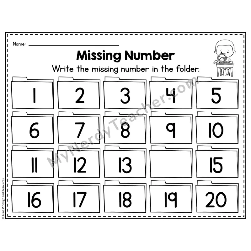 Number 14 Worksheet — Missing Numbers to 20