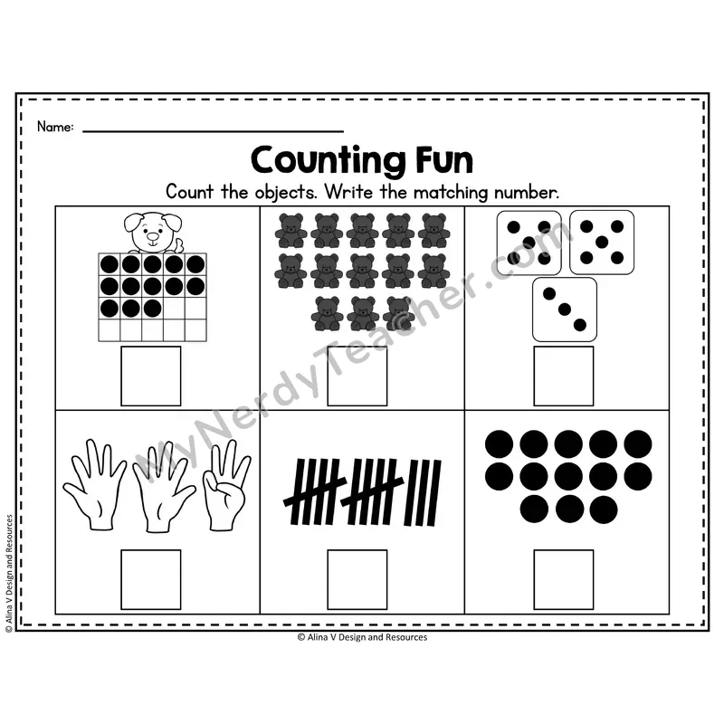 Number 13 Worksheet — Counting Objects