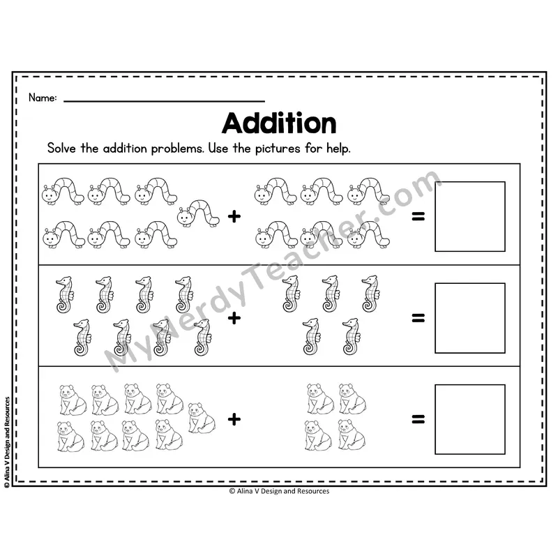 Number 13 Worksheet — Addition Within 20