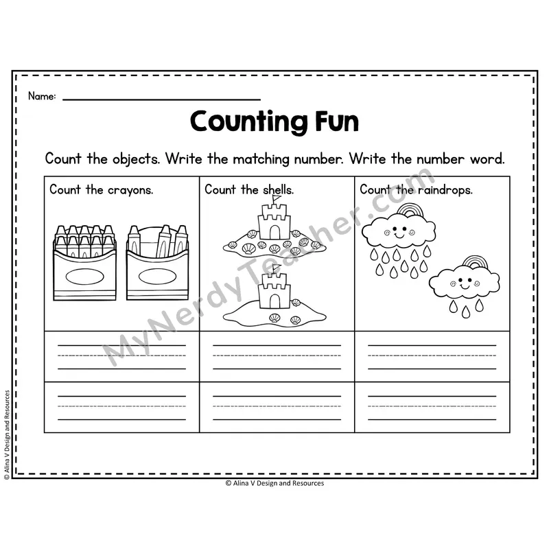 Number 13 Worksheet — Counting Objects