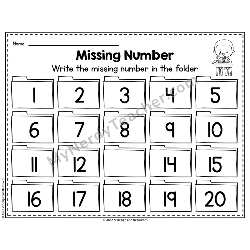 Number 13 Worksheet — Missing Numbers to 20