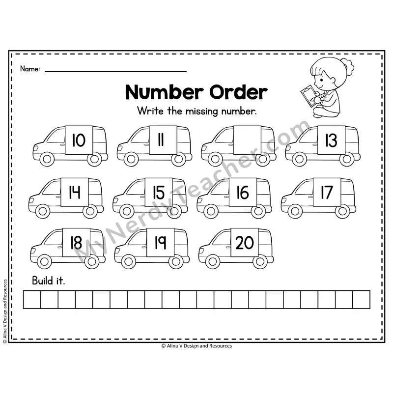 Number 12 Worksheet — Number Order and Missing Numbers