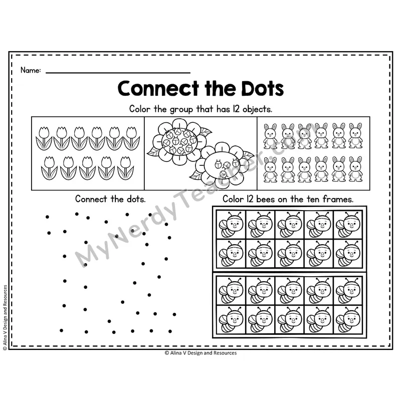 Number 12 Worksheet — Connect the Dots Counting