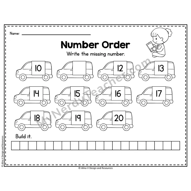 Number 11 Worksheet — Number Order and Missing Numbers