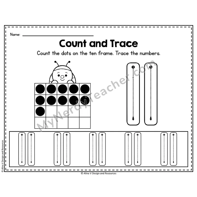 Number 11 Worksheet — Count and Trace