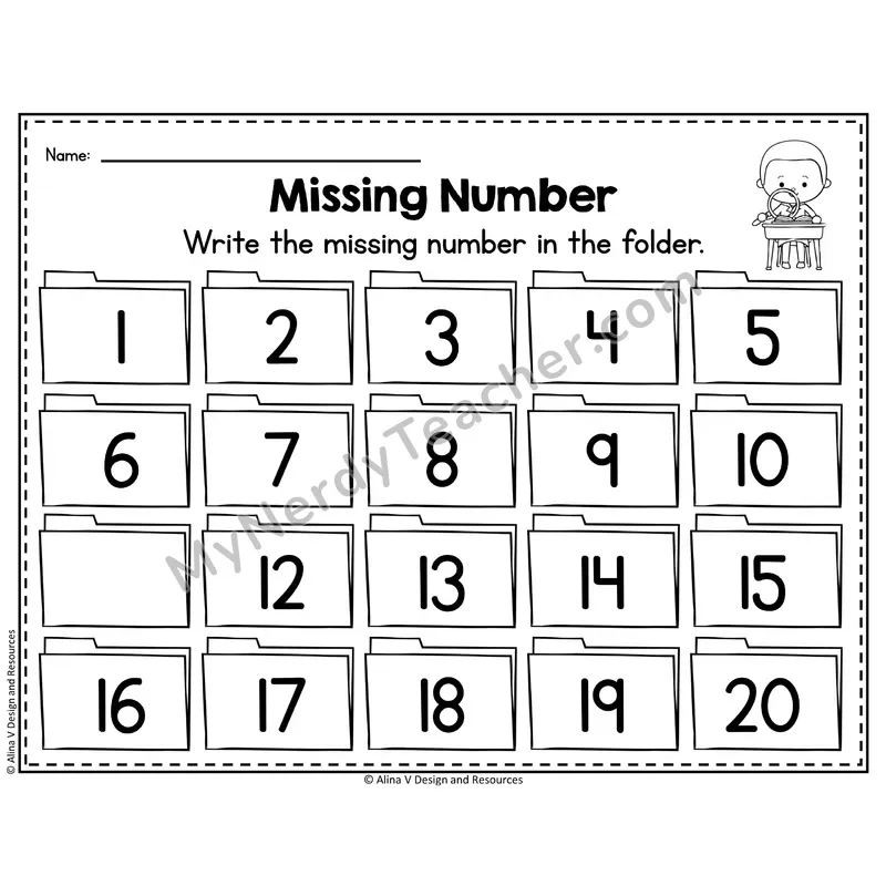 Number 11 Worksheet — Missing Numbers to 20