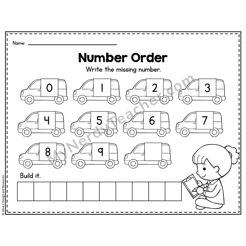 Number 10 Worksheet — Number Order and Missing Numbers