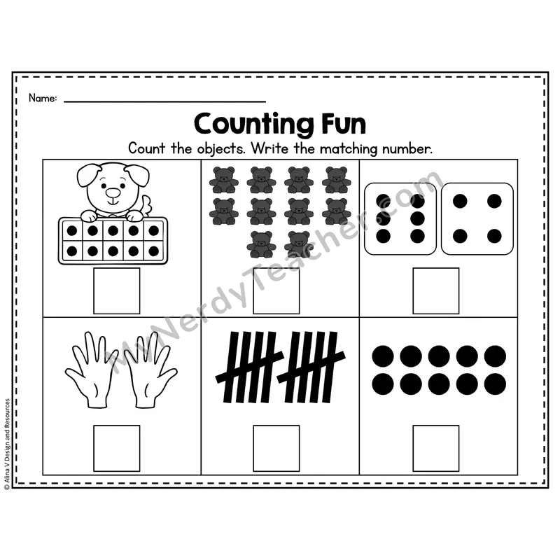 Number 10 Worksheet — Counting Objects