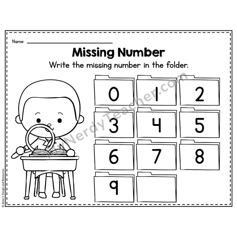 Number 10 Worksheet — Missing Numbers Chart