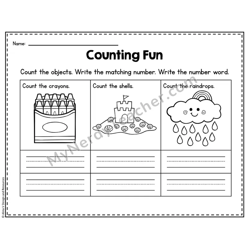 Number 10 Worksheet — Counting Objects