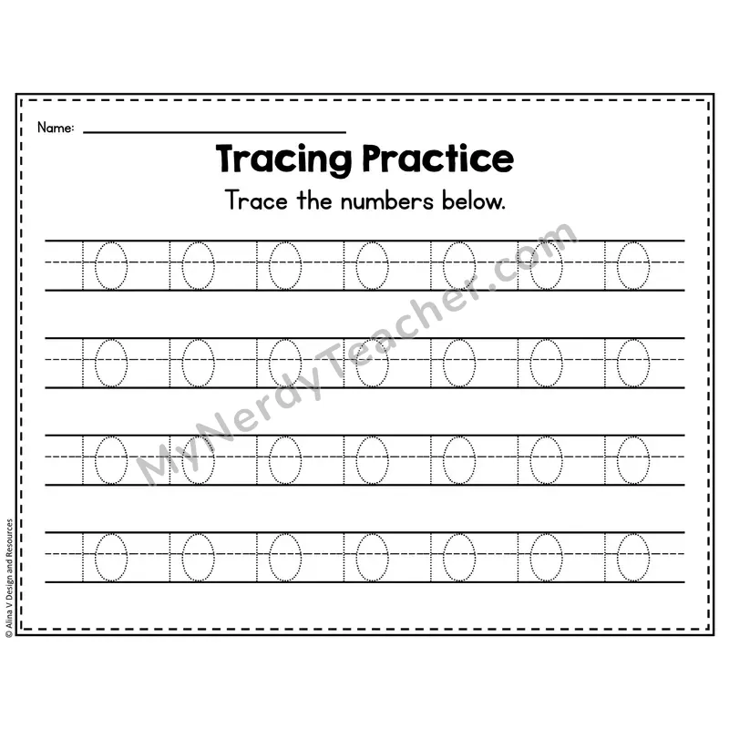 Number 10 Worksheet — Number Tracing Practice