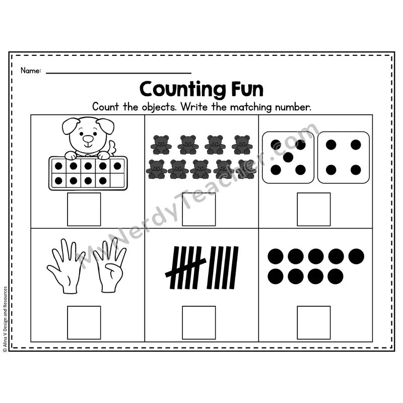 Number 9 Worksheet — Counting Objects