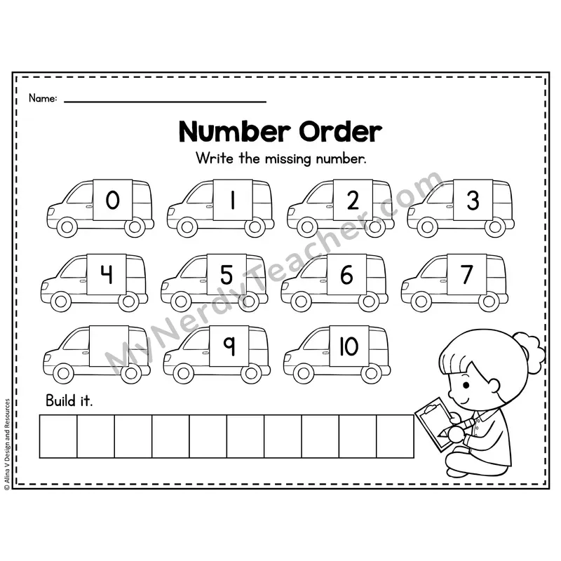 Number 8 Worksheet — Number Order and Missing Numbers