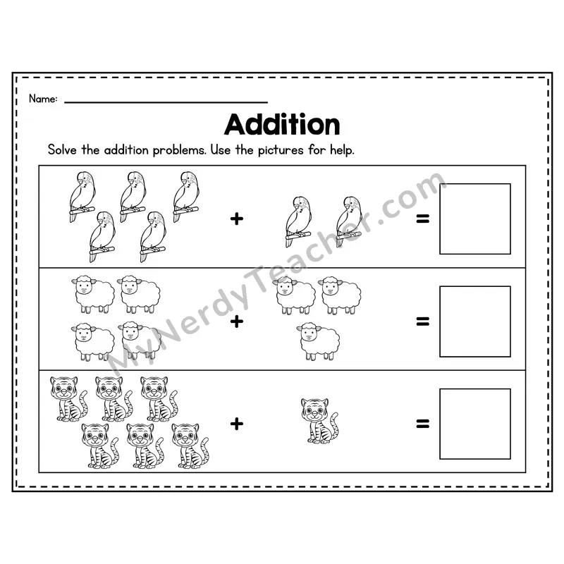 Number 7 Worksheet — Addition Within 10