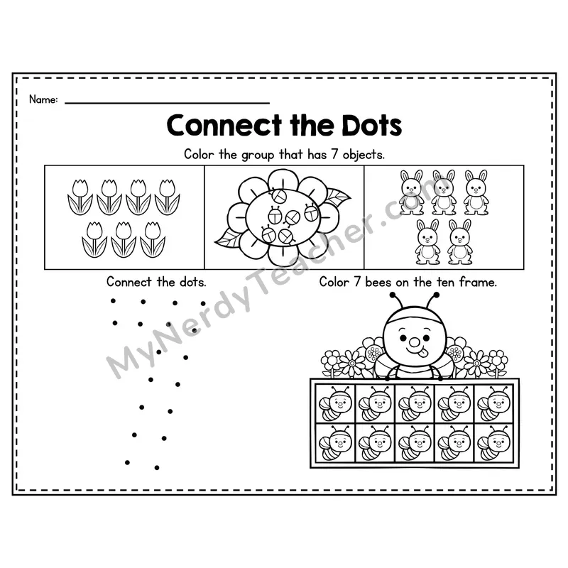 Number 7 Worksheet — Connect the Dots Counting