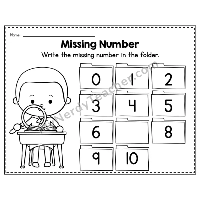 Number 7 Worksheet — Missing Numbers Chart