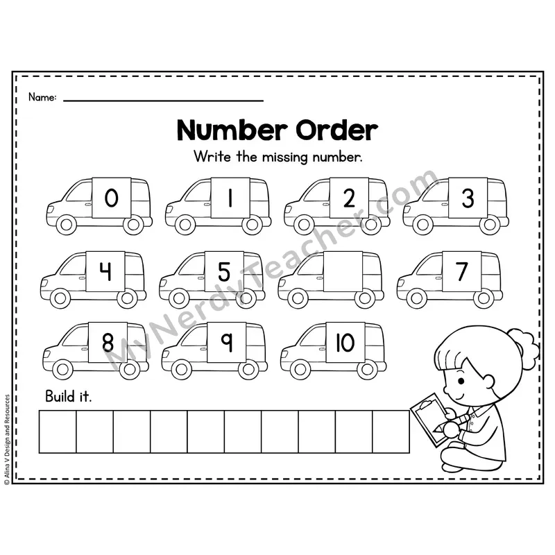 Number 6 Worksheet — Number Order and Missing Numbers