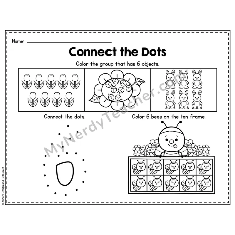 Number 6 Worksheet — Connect the Dots Counting