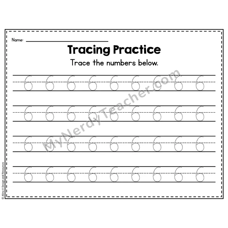 Number 5 Worksheet — Number Tracing Practice