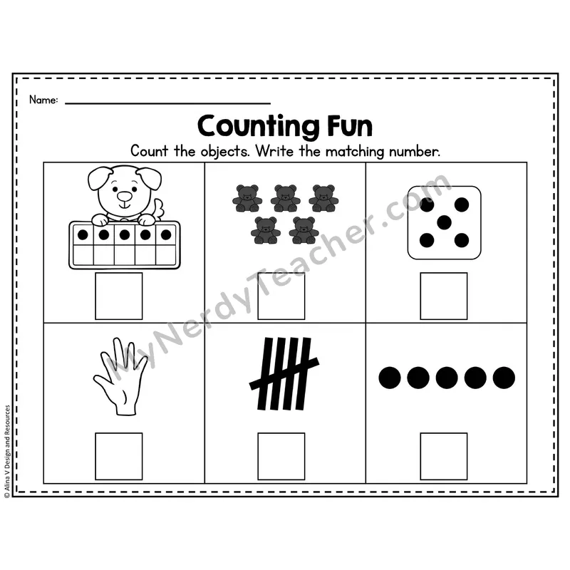 Number 5 Worksheet — Counting Objects