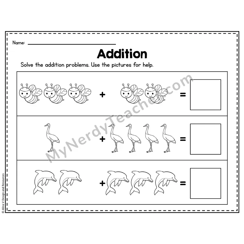 Number 5 Worksheet — Addition Within 10