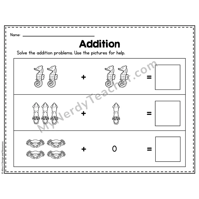 Number 4 Worksheet — Addition Within 10