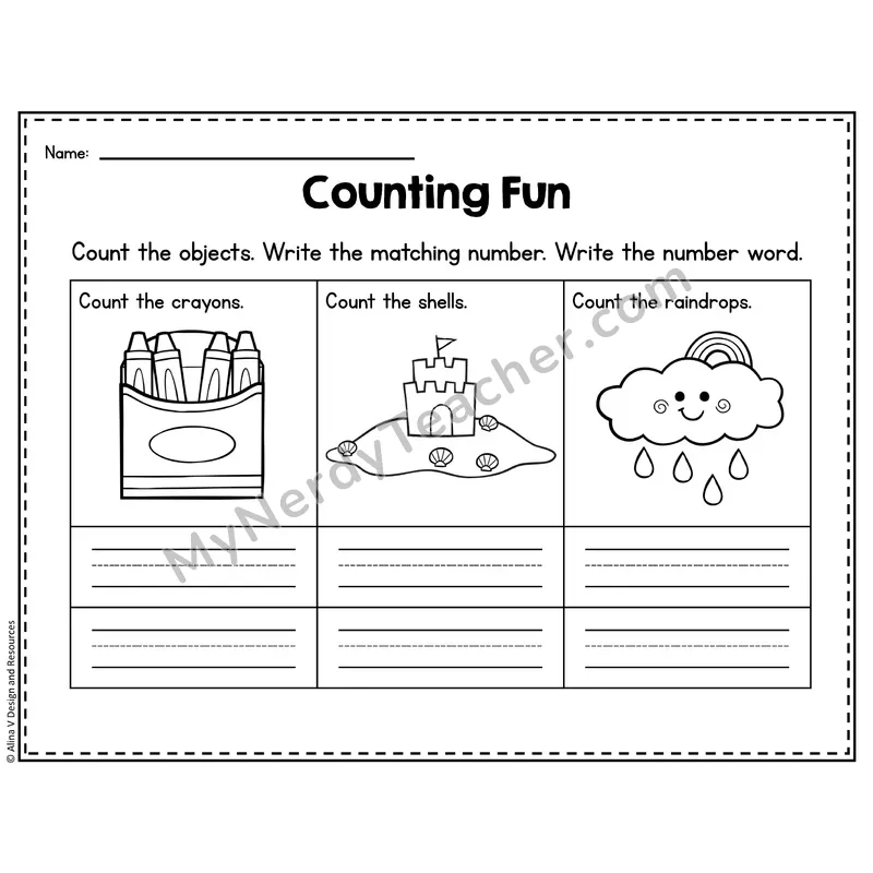 Number 4 Worksheet — Counting Objects