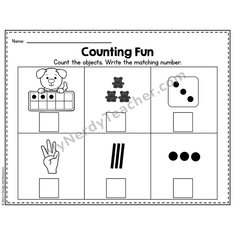 Number 3 Worksheet — Counting Objects