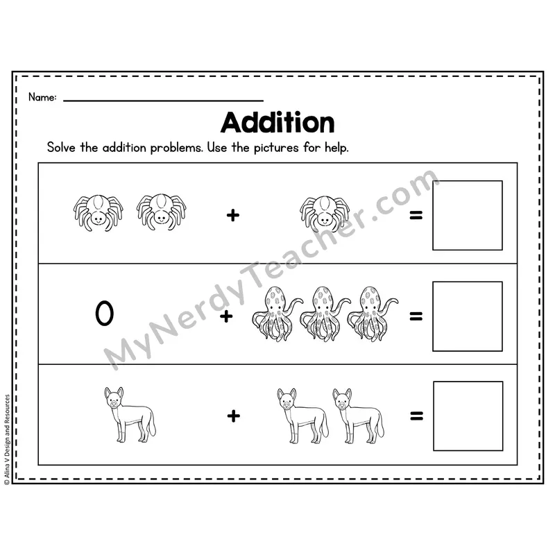 Number 3 Worksheet — Addition Within 10