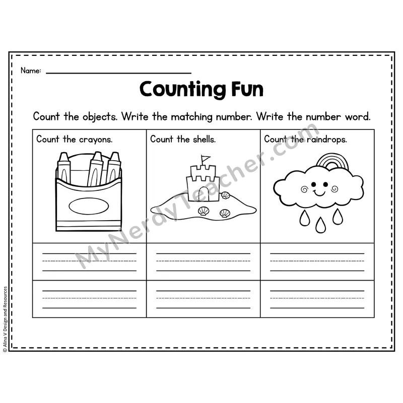 Number 3 Worksheet — Counting Objects