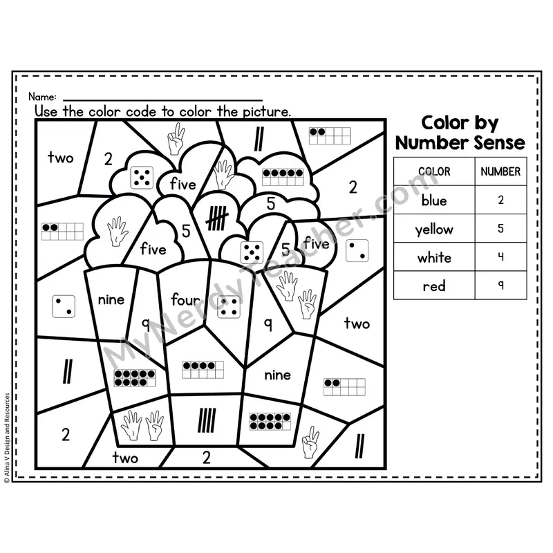 Number 2 Worksheet — Color by Number Sense