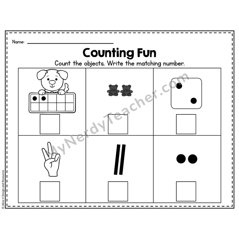 Number 2 Worksheet — Counting Objects