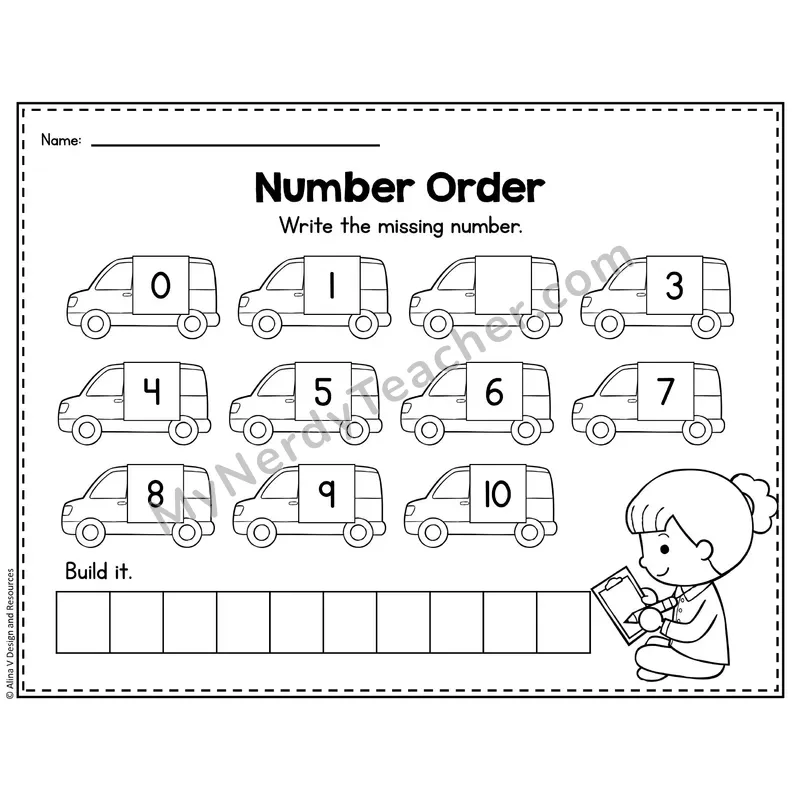 Number 2 Worksheet — Number Order and Missing Numbers